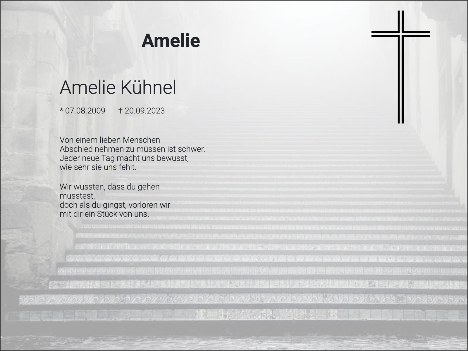 Traueranzeige Amelie Amelie Kühnel