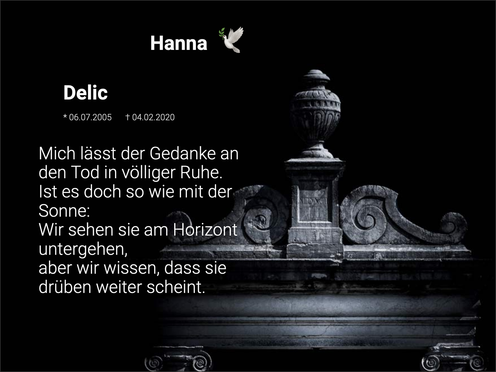 Traueranzeige Hanna Delic